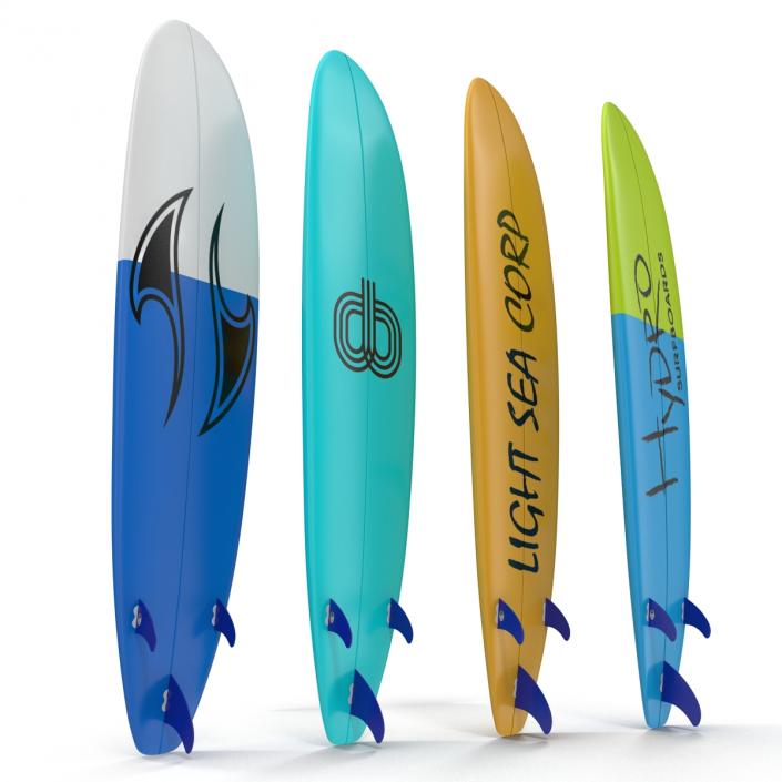 3D Surfboard Longboard 3D Models Set model
