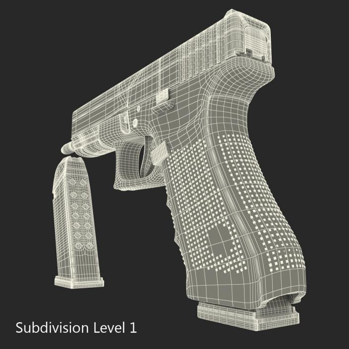 3D Glock 17 Semi Automatic Pistol Black