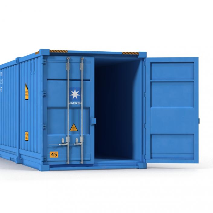 3D model 53 ft Shipping ISO Container Blue 2