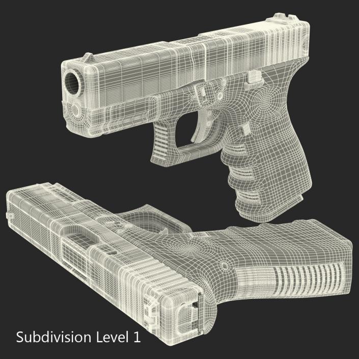 3D Compact Pistol Glock 19 model