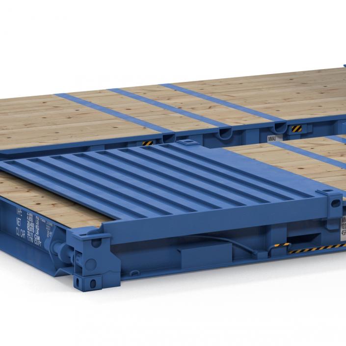 Flat Rack Container Blue 3D model