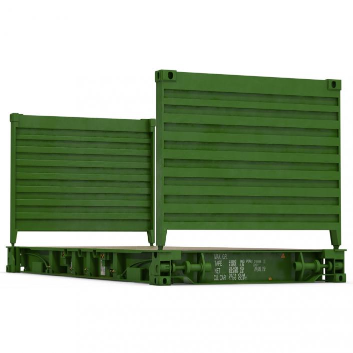 3D model Flat Rack Container Green