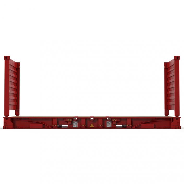 3D Flat Rack Container Red model