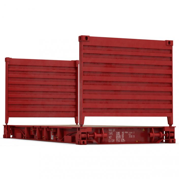 3D Flat Rack Container Red model