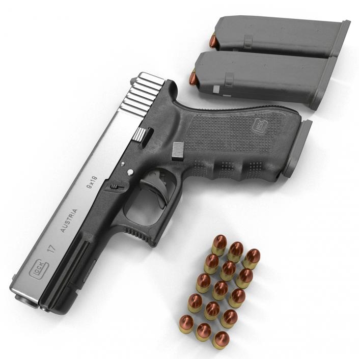 3D Glock 17 Semi Automatic Pistol Black