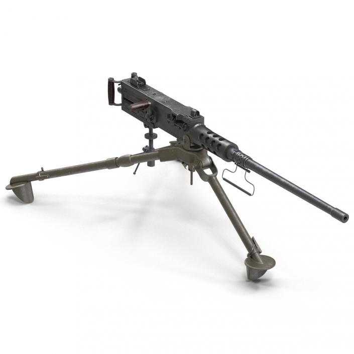 Machine Gun Browning M2 on an M3 Tripod 3D model