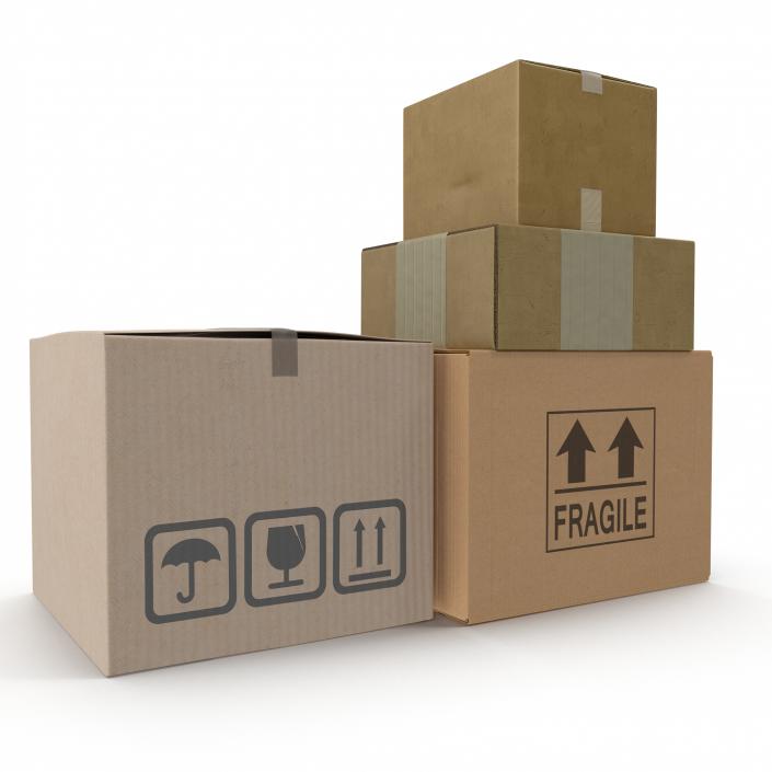 3D Cardboard Boxes Collection