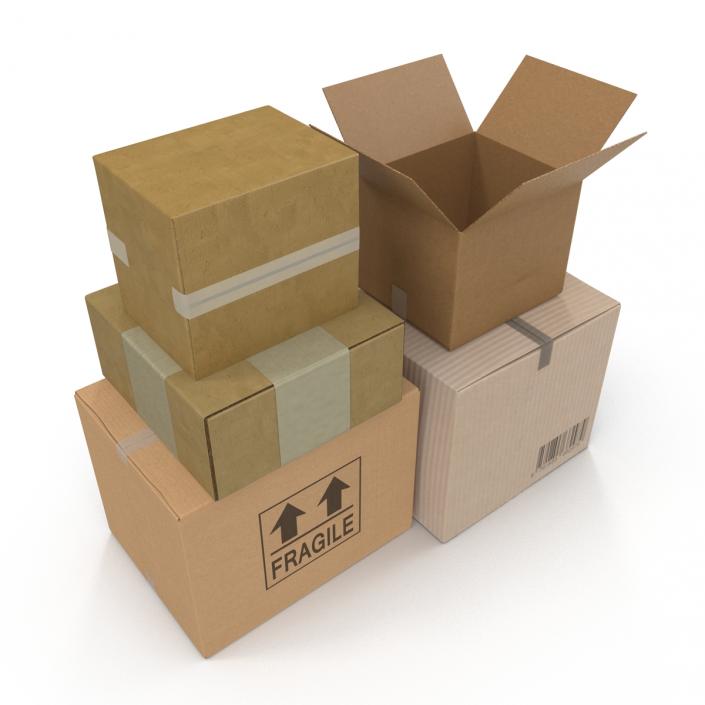3D Cardboard Boxes Collection 2 model