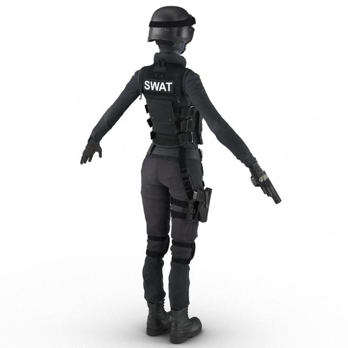 3D SWAT Woman Asian Rigged model