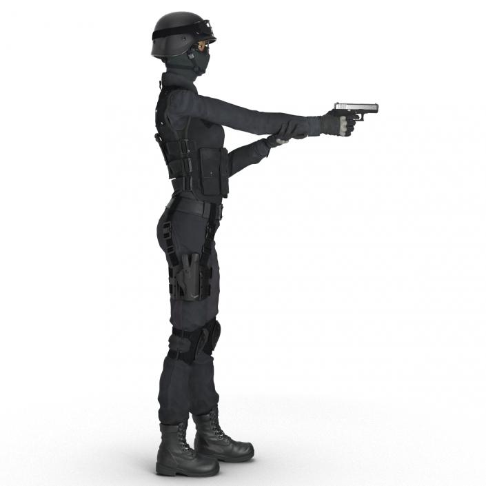 3D SWAT Woman Asian Rigged model