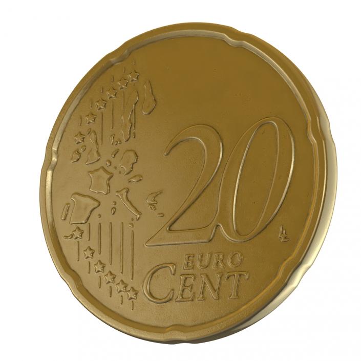 French Euro Coin 20 Cent 3D model