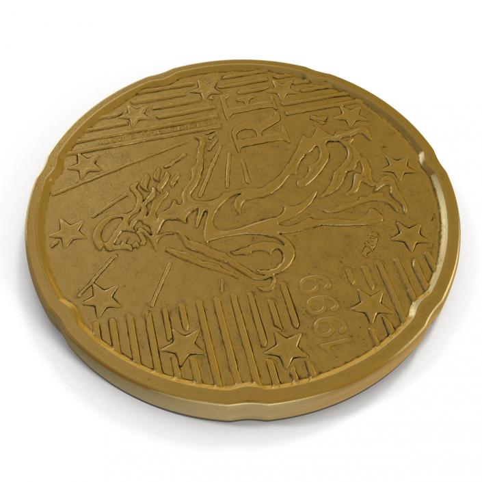 French Euro Coin 20 Cent 3D model
