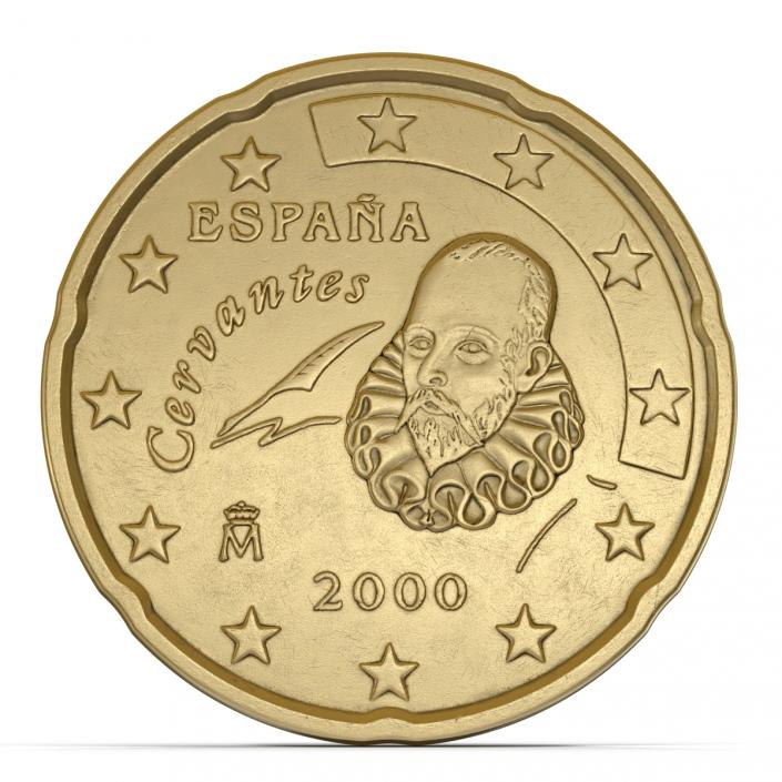 3D Spain Euro Coin 20 Cent model