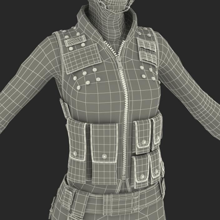 SWAT Indian Woman Rigged 3D model