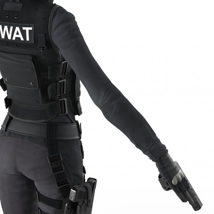 3D SWAT Woman Afro American Rigged