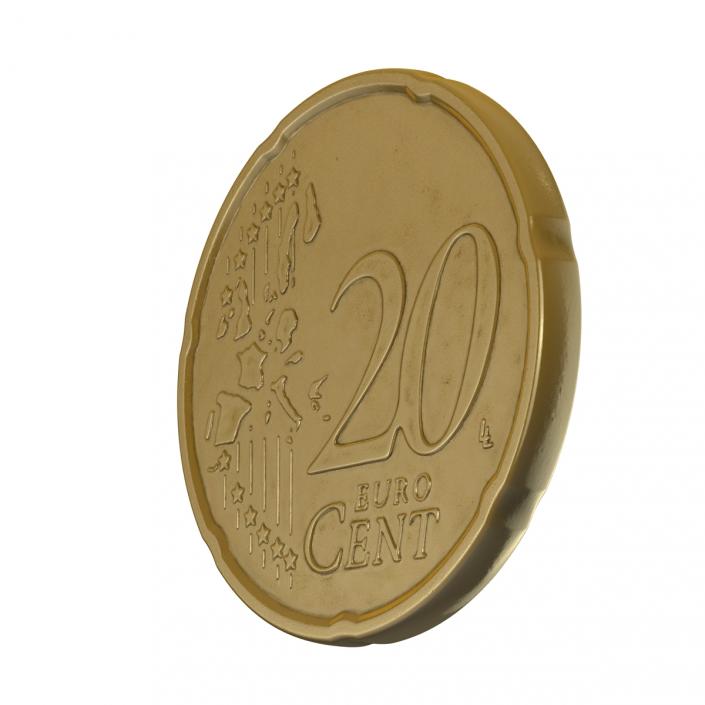 German Euro Coin 20 Cent 3D model