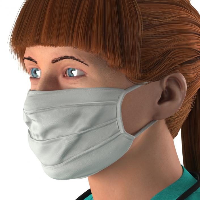 3D Female Caucasian Surgeon Rigged