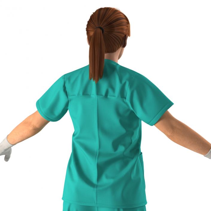 3D Female Caucasian Surgeon Rigged 2 model
