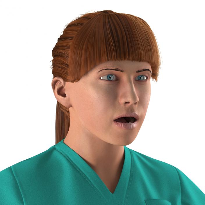 3D Female Caucasian Surgeon Rigged 2 model