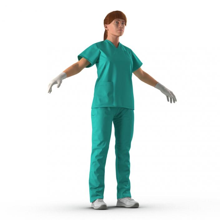 3D Female Caucasian Surgeon Rigged 3 model