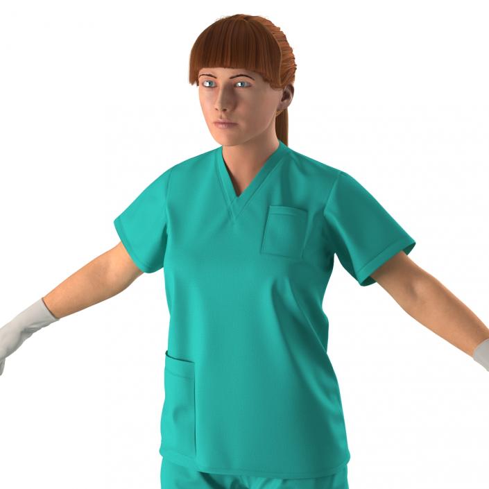 3D Female Caucasian Surgeon Rigged 3 model