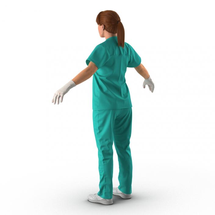 Female Caucasian Surgeon with Blood Rigged 2 3D model