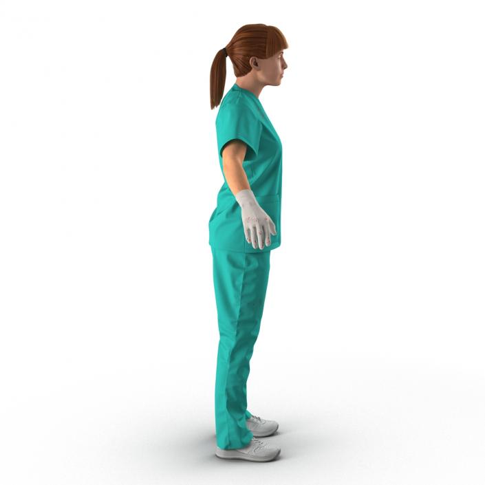 Female Caucasian Surgeon with Blood Rigged 3 3D model