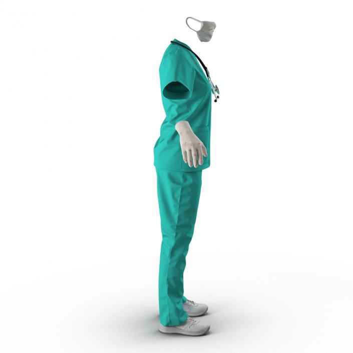 3D Female Surgeon Dress 6 with Blood model