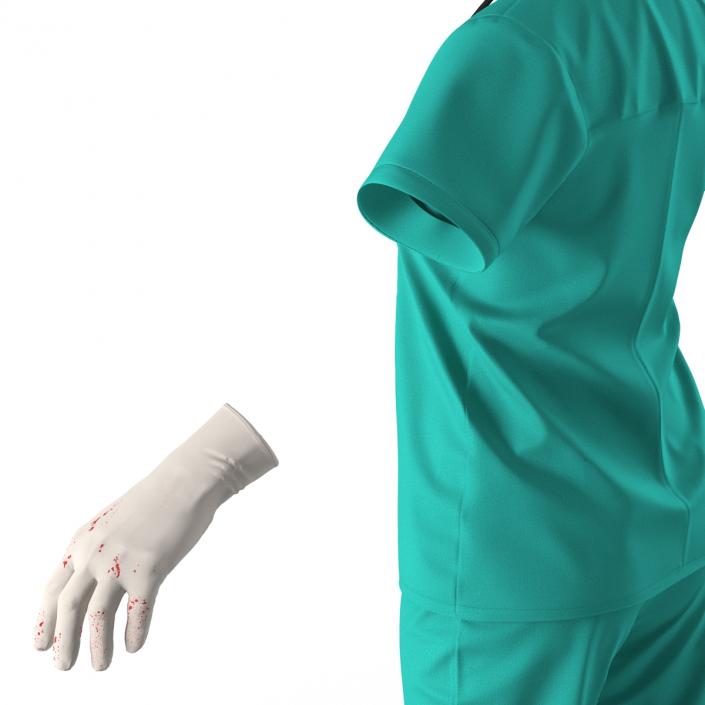 3D Female Surgeon Dress 6 with Blood model