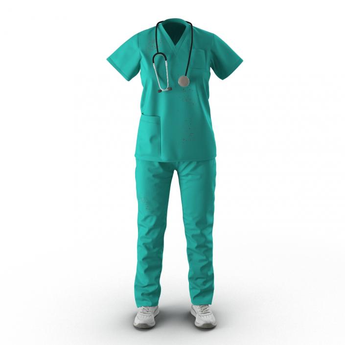 3D Female Surgeon Dress 7 with Blood model