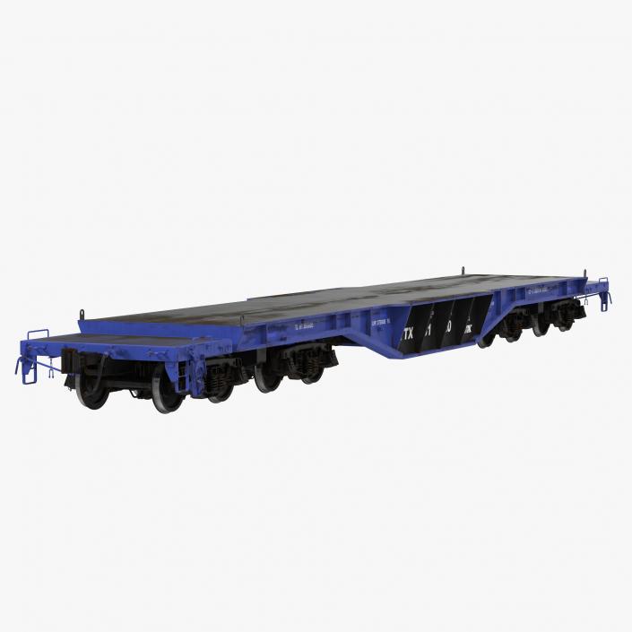 Heavy Duty Flat Car Blue 3D model