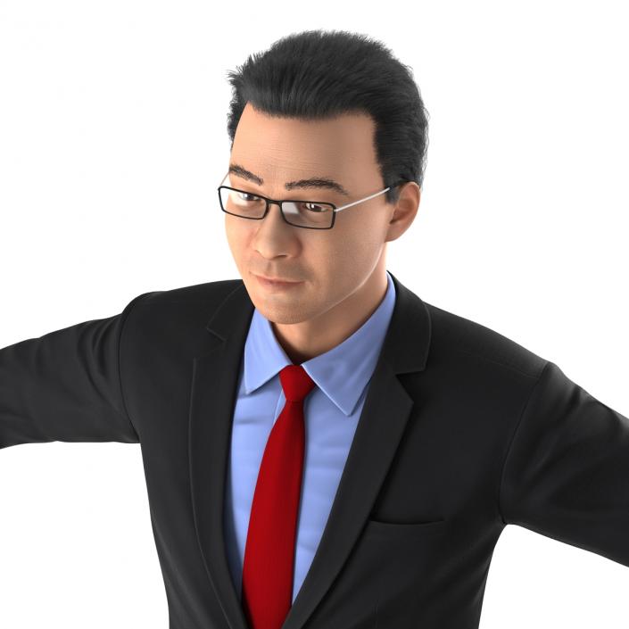 Asian Businessman with Hair 3D