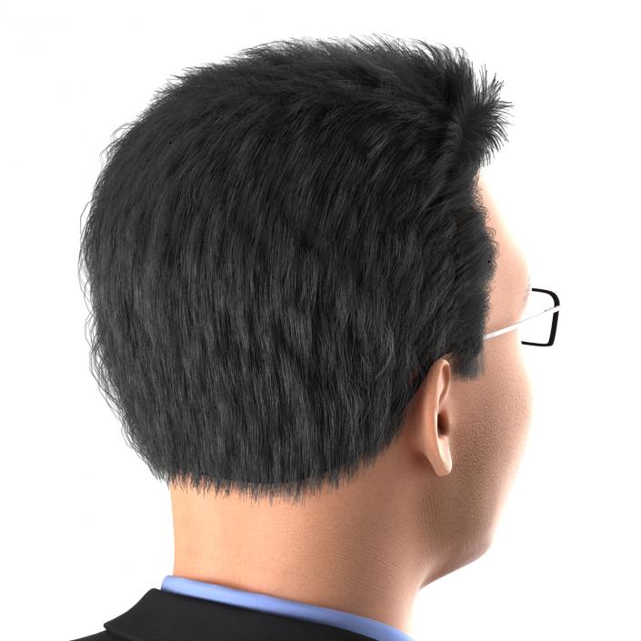 Asian Businessman with Hair 3D