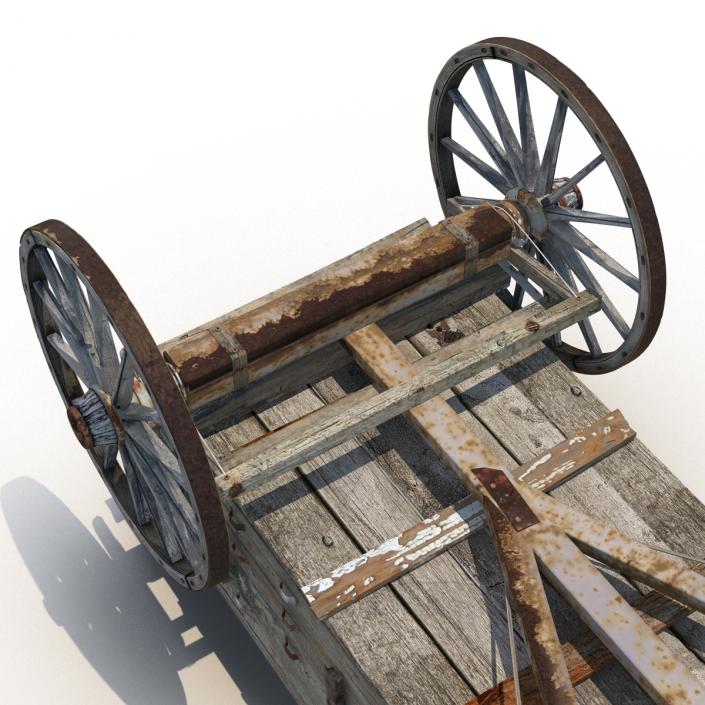 3D Old Wooden Wagon 2 model