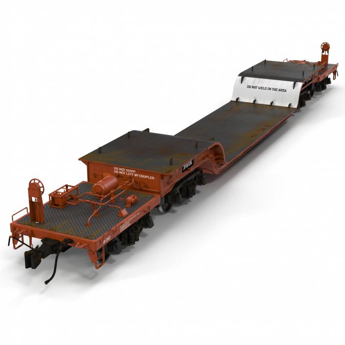 3D model Heavy Duty Depressed Centre Flat Car Red