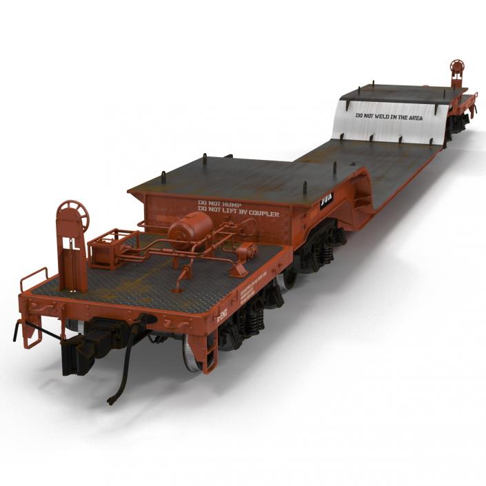 3D model Heavy Duty Depressed Centre Flat Car Red