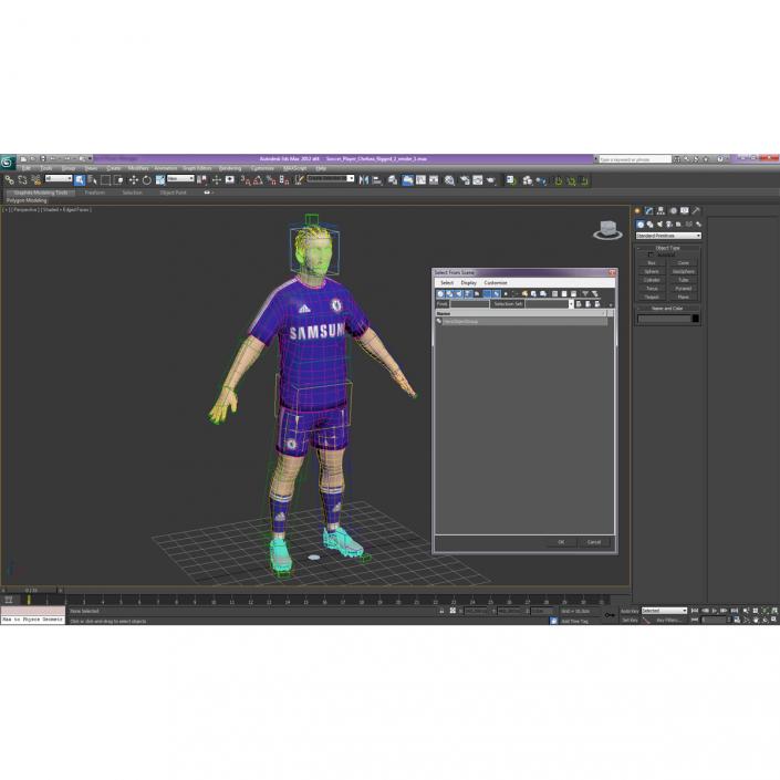 3D Soccer Player Chelsea Rigged model