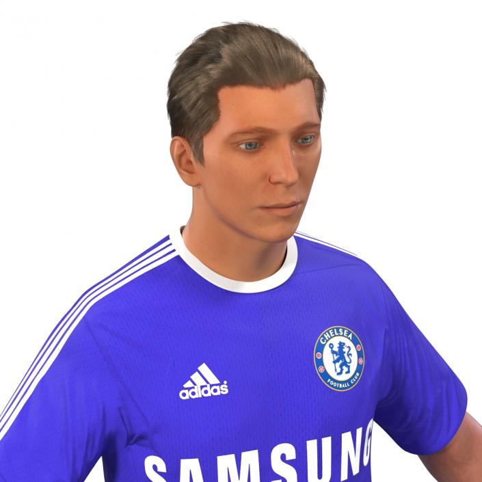 3D Soccer Player Chelsea with Hair