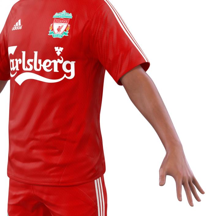 3D Soccer Player Liverpool with Hair model