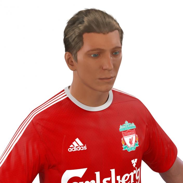 3D Soccer Player Liverpool with Hair model
