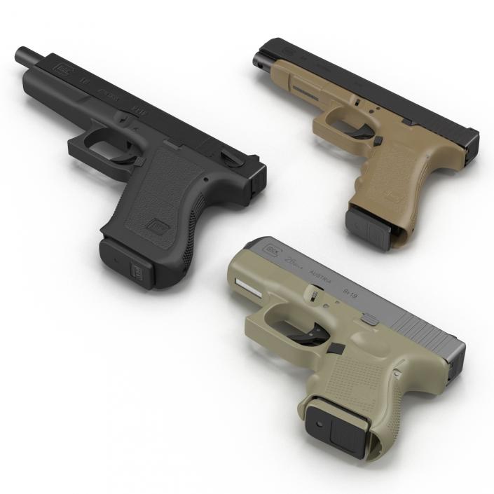 Glock Pistols 3D Models Collection 3D model