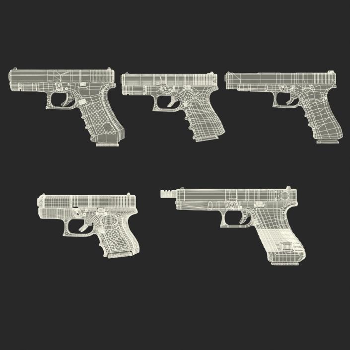 3D Glock Pistols 3D Models Collection 2