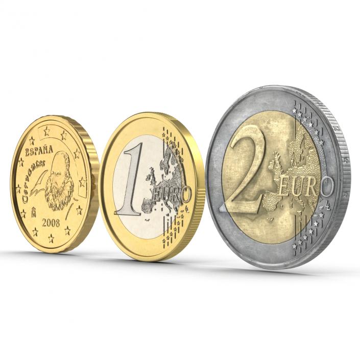 Spain Euro Coins Collection 3D