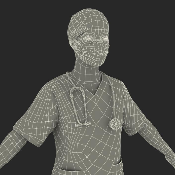 3D Female Surgeon African American Rigged model