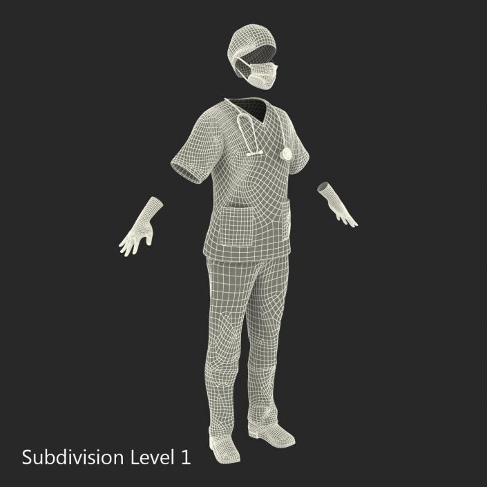 3D Female Surgeon Dress 10 model