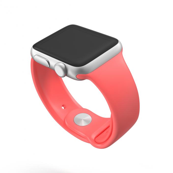 3D Apple Watch 38mm Fluoroelastomer Pink Sport Band model