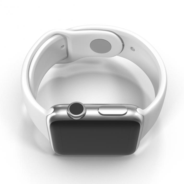 Apple Watch 38mm Fluoroelastomer White Sport Band 3D model