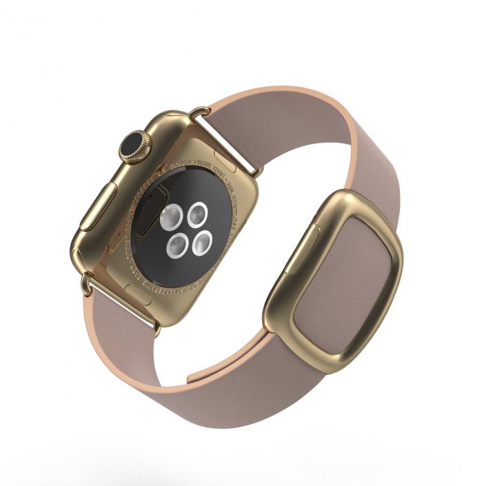 3D model Apple Watch 38mm Gold Case with Rose Gray Modern Buckle