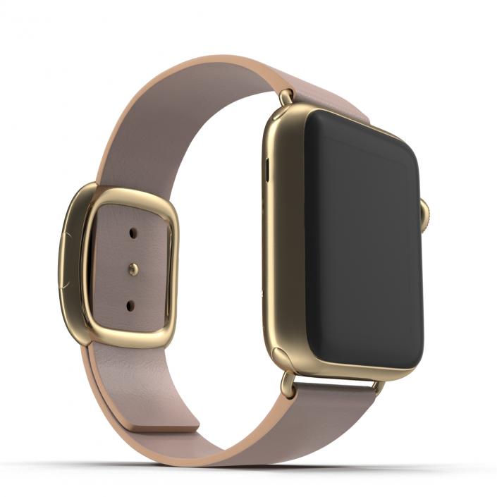 3D model Apple Watch 38mm Gold Case with Rose Gray Modern Buckle