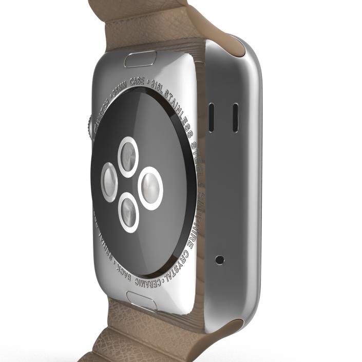 Apple Watch 38mm Magnetic Closure Brown Leather Loop 3D